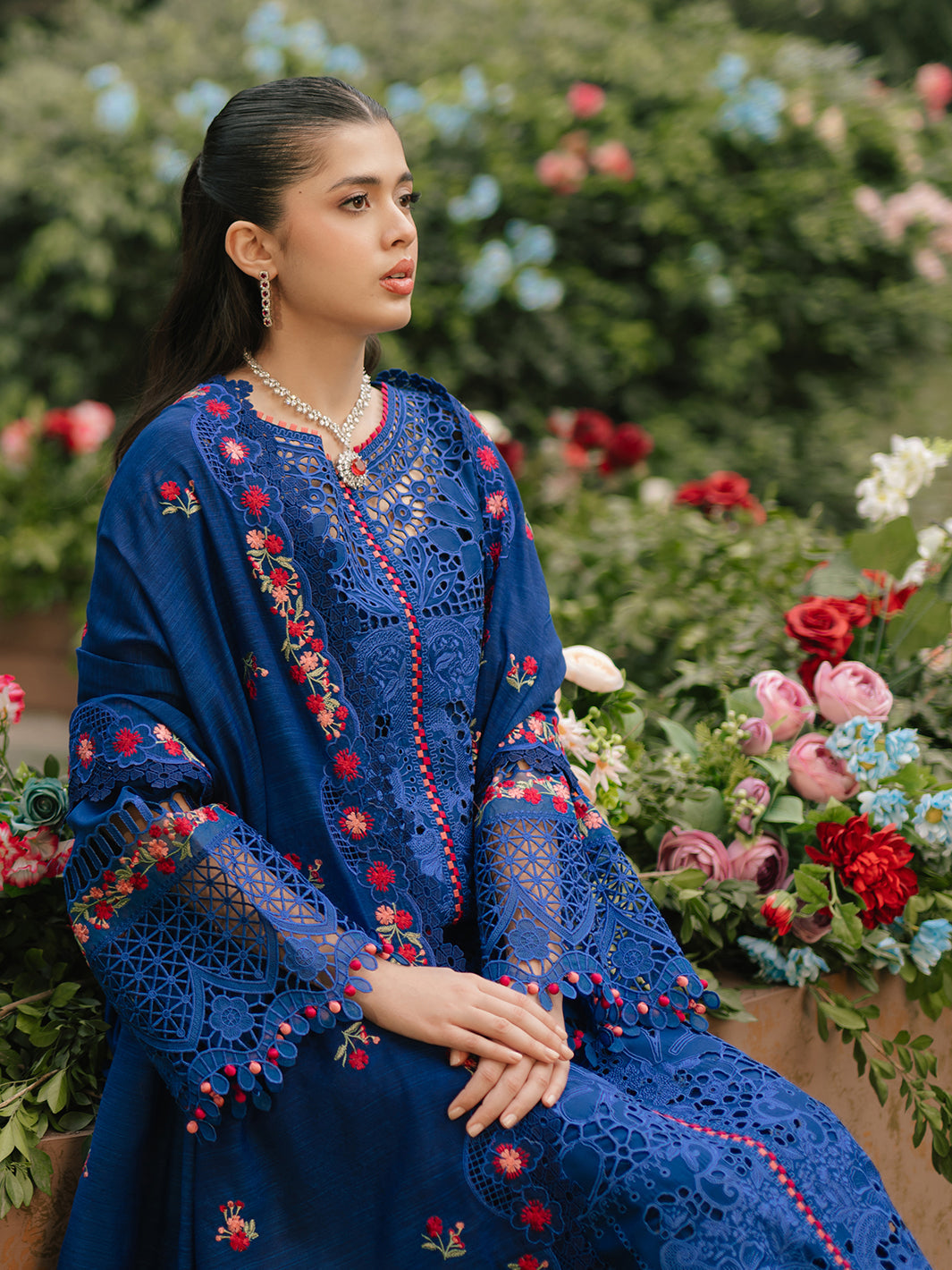 Bin Ilyas | Freesia Embroidered Lawn 25 | 106 - B XL Blue Lawn