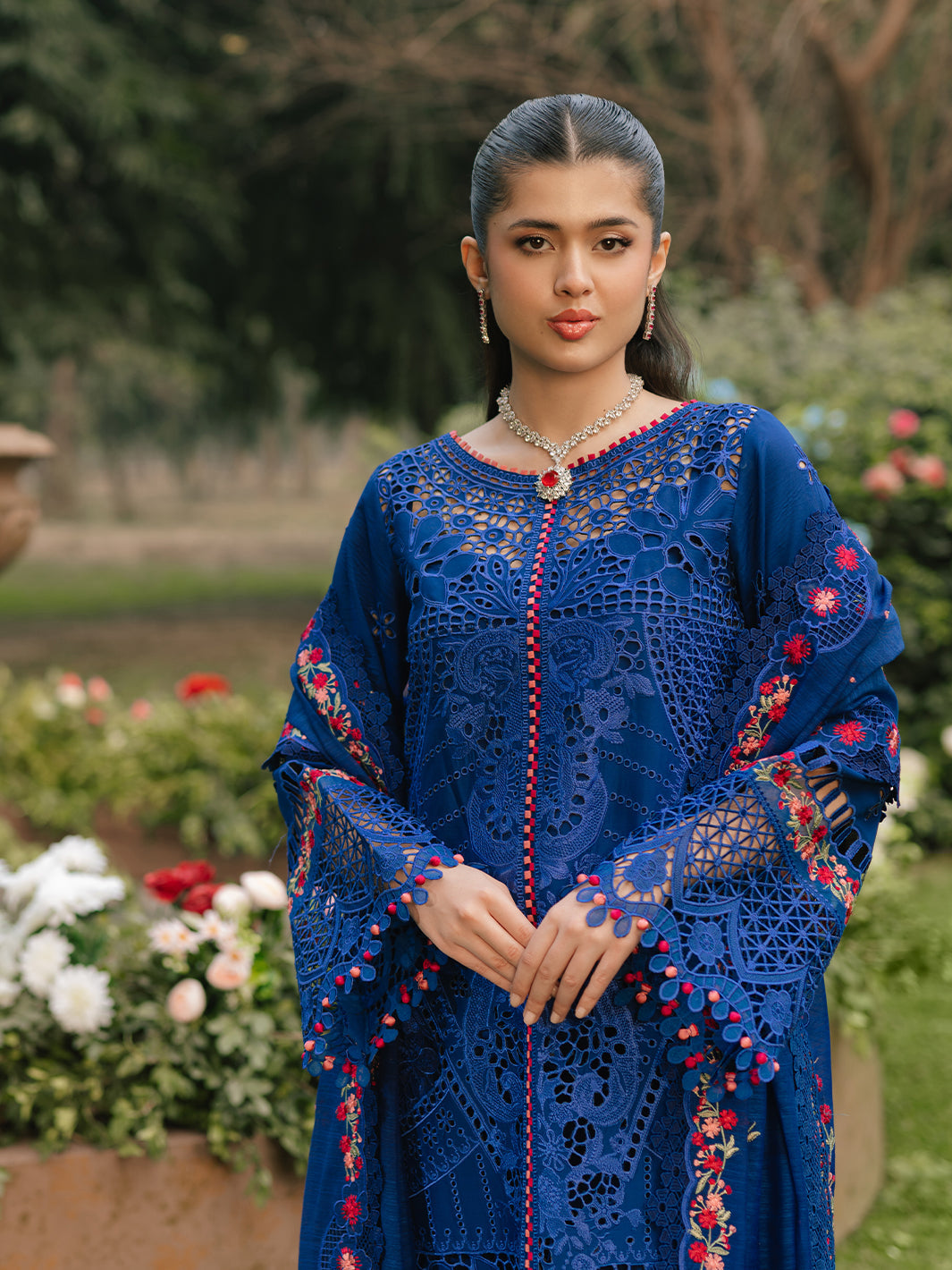 Bin Ilyas | Freesia Embroidered Lawn 25 | 106 - B L Blue Lawn