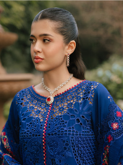 Bin Ilyas | Freesia Embroidered Lawn 25 | 106 - B M Blue Lawn