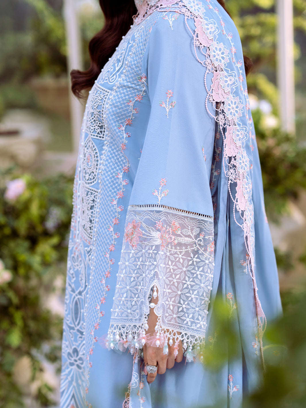 Bin Ilyas | Freesia Embroidered Lawn 25 | 107 - A M Blue Lawn