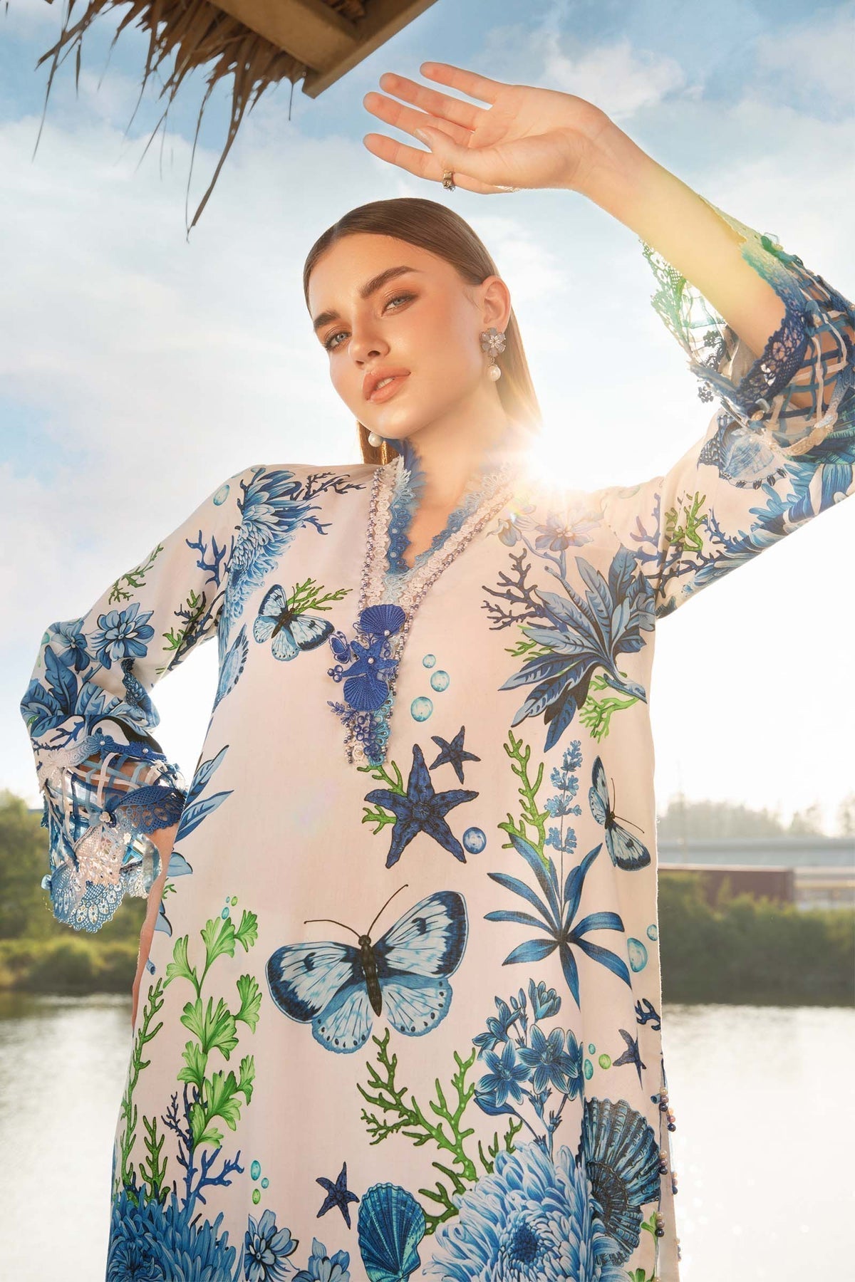 Maria B | M Prints 25 | MPT-2510-B L White Lawn