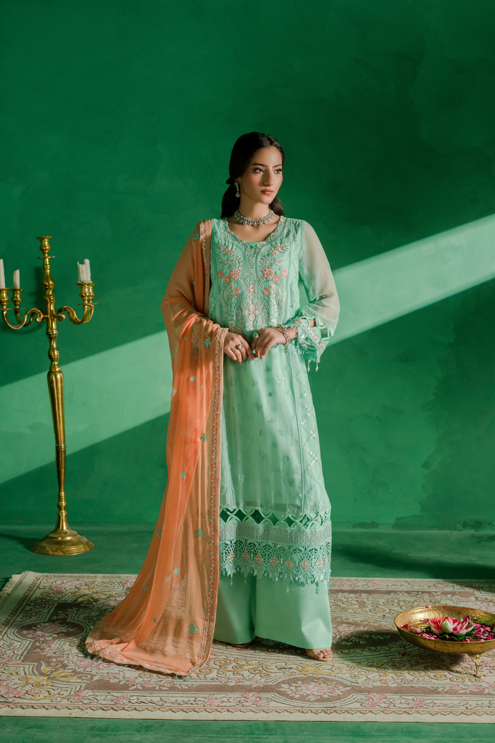 Zebtan | Farmaish Formals | FC-02 XS Mint Green Chiffon