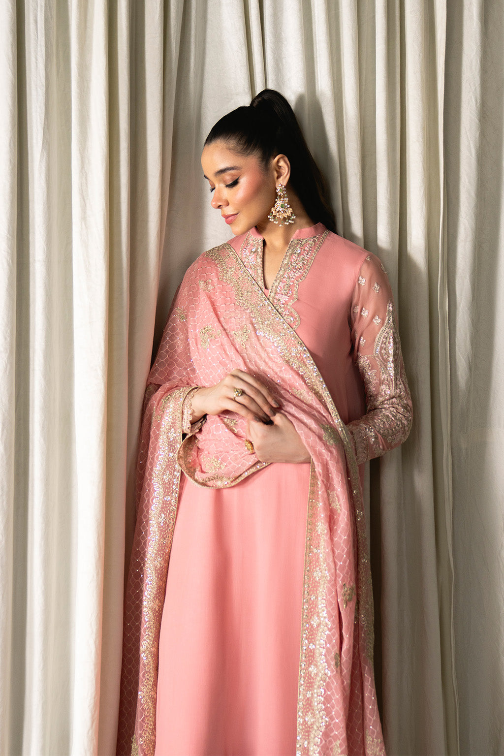 Neeshay | Ready to Wear Chiffon | RTW-CHFN-02 Pink - Pakistani Designer Dress - by Neeshay - Type : Ladies Clothes - 100% Original at Saira Sultan