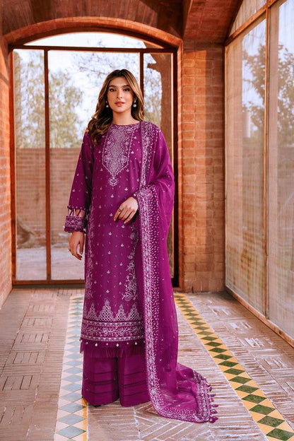 Farasha | Dastoor Embroidered Lawn SS24 | TEMPTING BERY - Pakistani Designer Dress - by Farasha | Type: Luxury - 100% Original at Saira Sultan