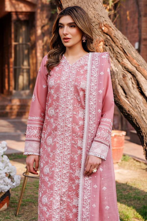 Farasha | Dastoor Embroidered Lawn SS24 | PEARL MIST - Pakistani Designer Dress - by Farasha | Type: Luxury - 100% Original at Saira Sultan