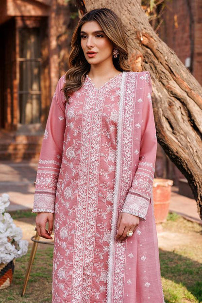 Farasha | Dastoor Embroidered Lawn SS24 | PEARL MIST - Pakistani Designer Dress - by Farasha | Type: Luxury - 100% Original at Saira Sultan