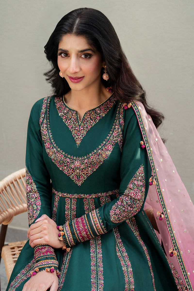 Jazmin | Shahkaar Luxury Lawn 25 | SL25-D1 M Bottle Green Lawn