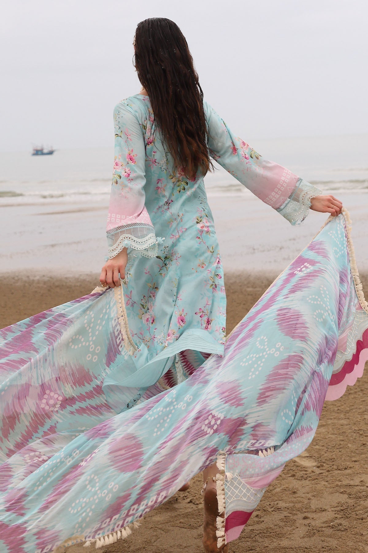 Nureh | Gardenia Embroidered Lawn 25 | NSG-173 S Light Blue Lawn