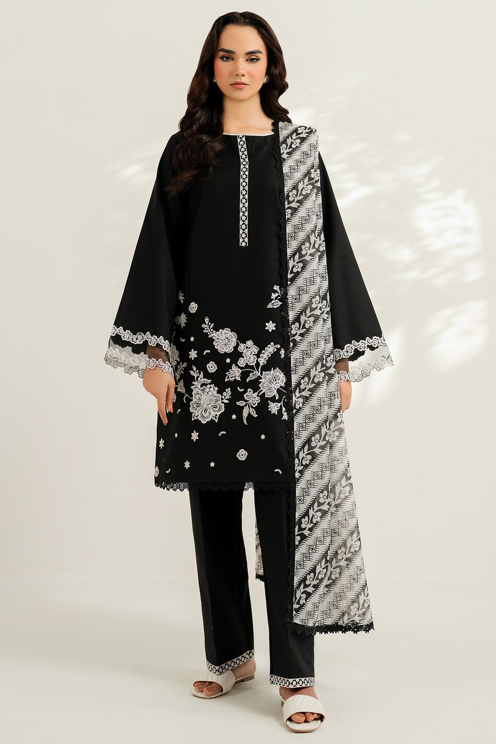 Farasha | Thread Lines Embroidered | Skylit Rouge - Pakistani Designer Dress - by Farasha - Type : Ladies Clothes - 100% Original at Saira Sultan
