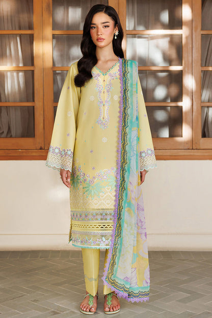Farasha | Summer Weaves Embroidered Lawn | Daisy Dreams XS Lime Lawn