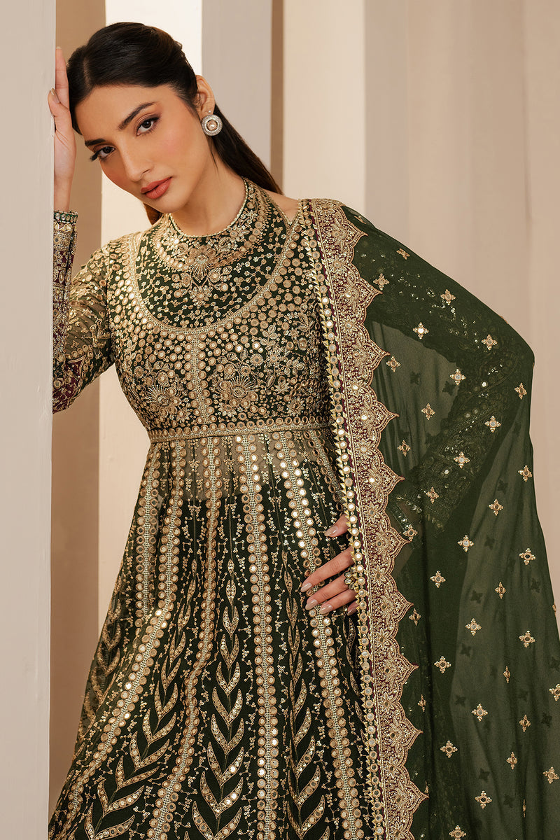 Jazmin | Wedding Formals | WF'25-02 XL Olive Green Chiffon