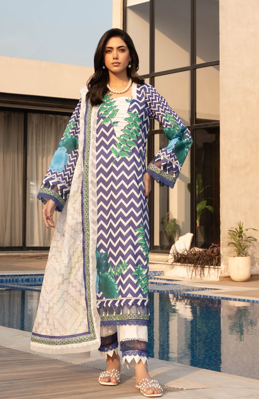 Alzohaib | Premium Prints 25 | AZP-25-11 XS Navy Digital Printed