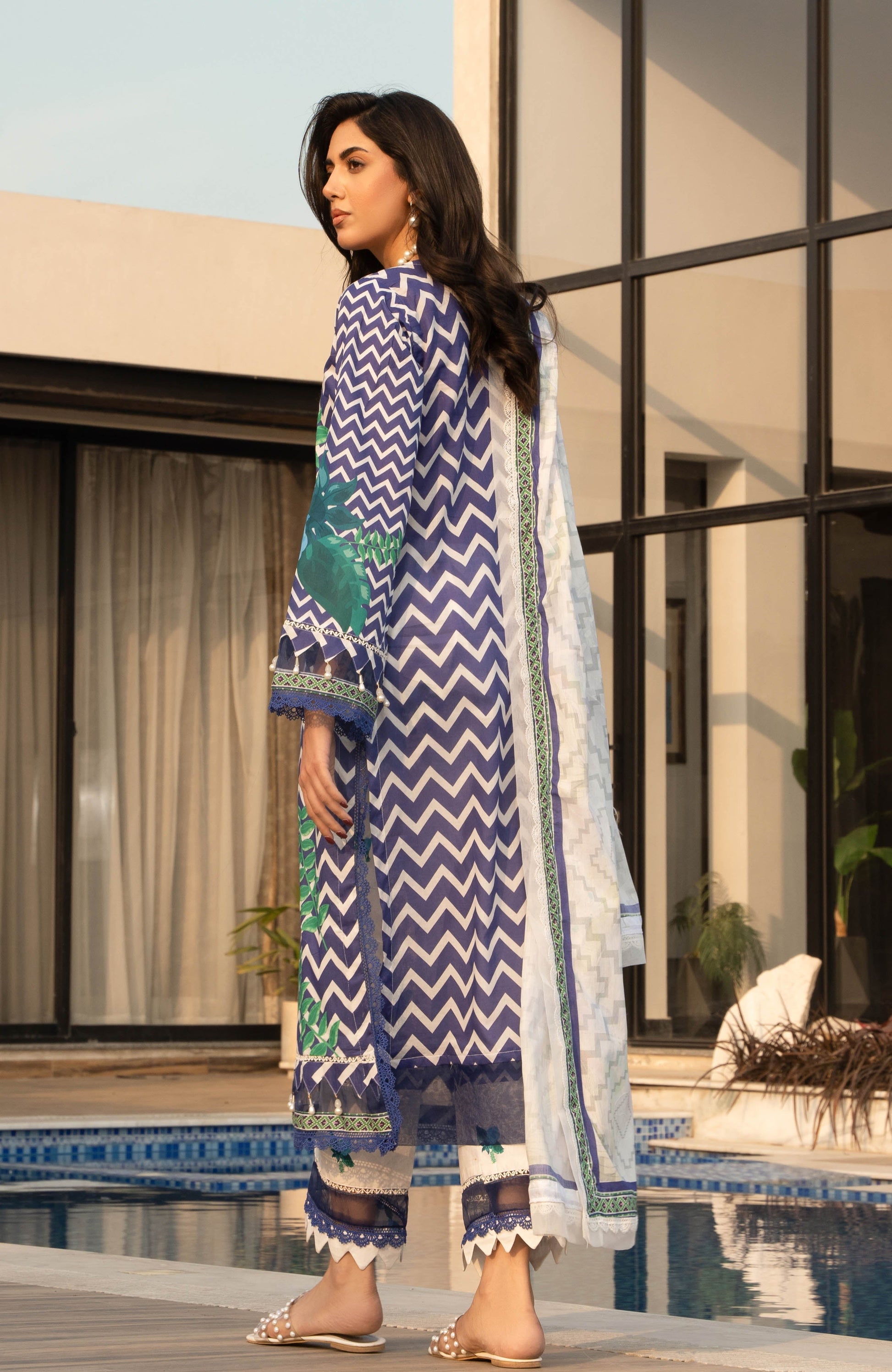 Alzohaib | Premium Prints 25 | AZP-25-11 S Navy Digital Printed