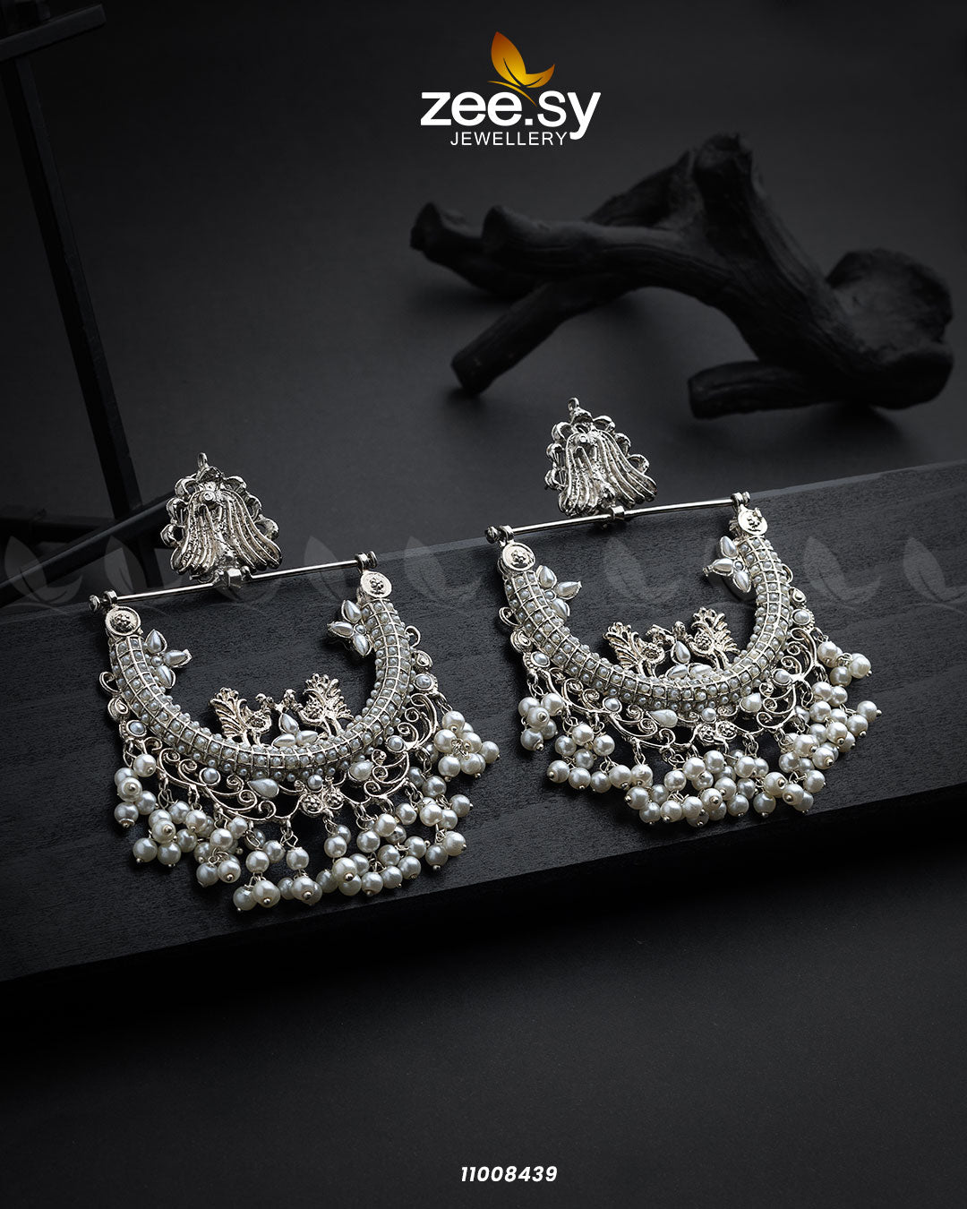 Earrings-0808 Silver Pearl