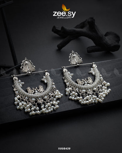 Earrings-0808 Silver Pearl