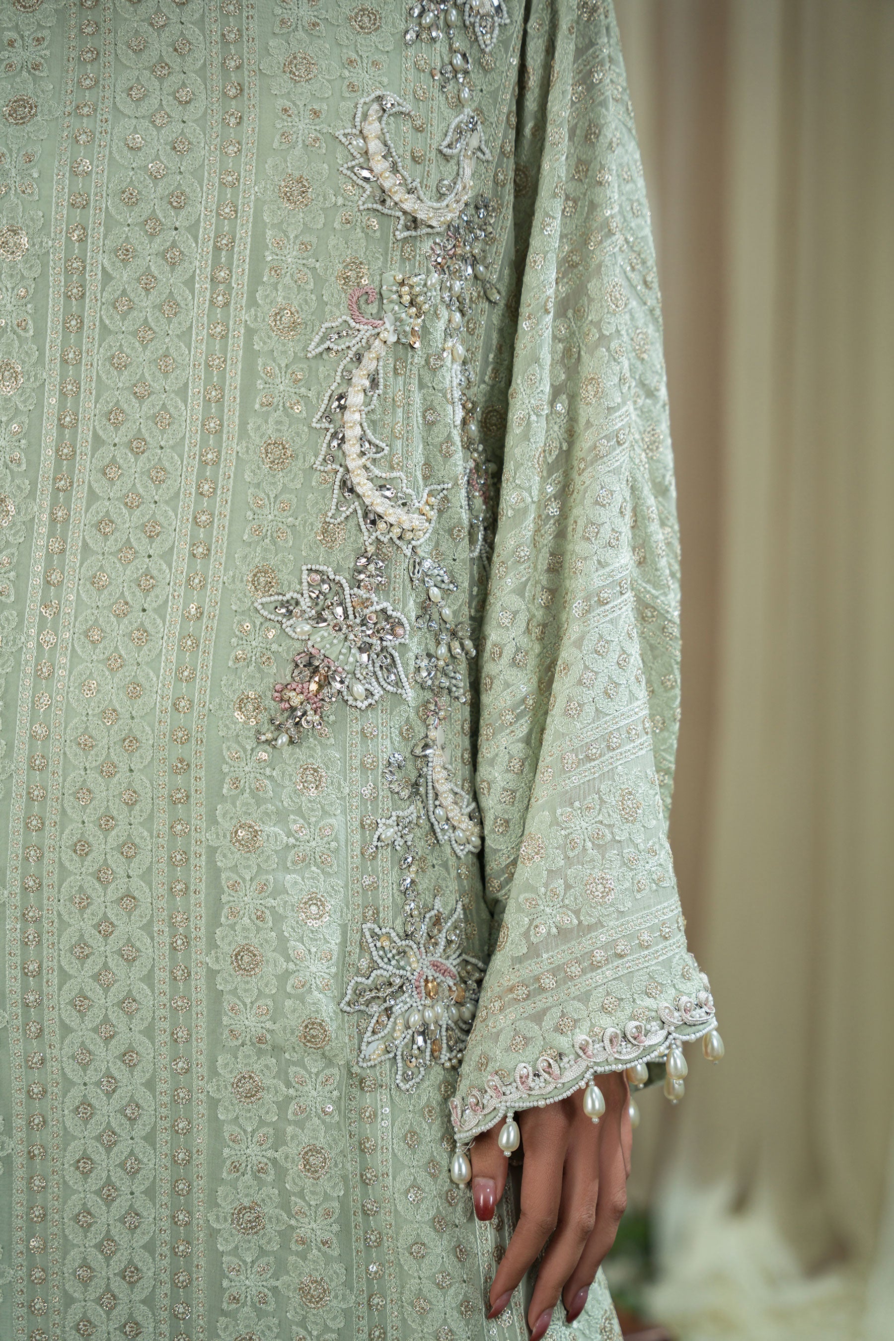 Ammara Khan | Sia 25 | D-08 L Pastel Mint Blended Silk