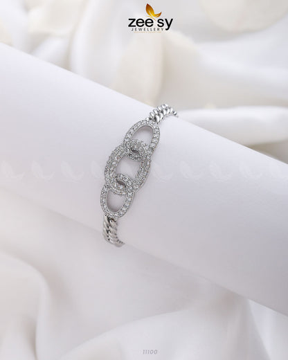 Three Linked Circles Bracelet Silver