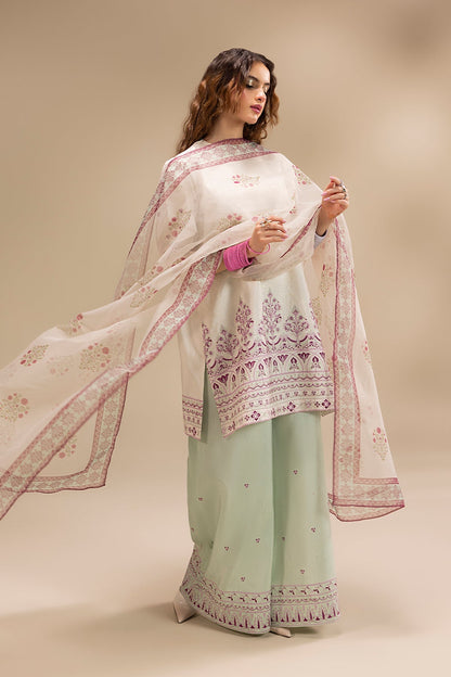 Erum Khan | Lillia Summer Edit | Pearl Blush L Off White Korean Silk