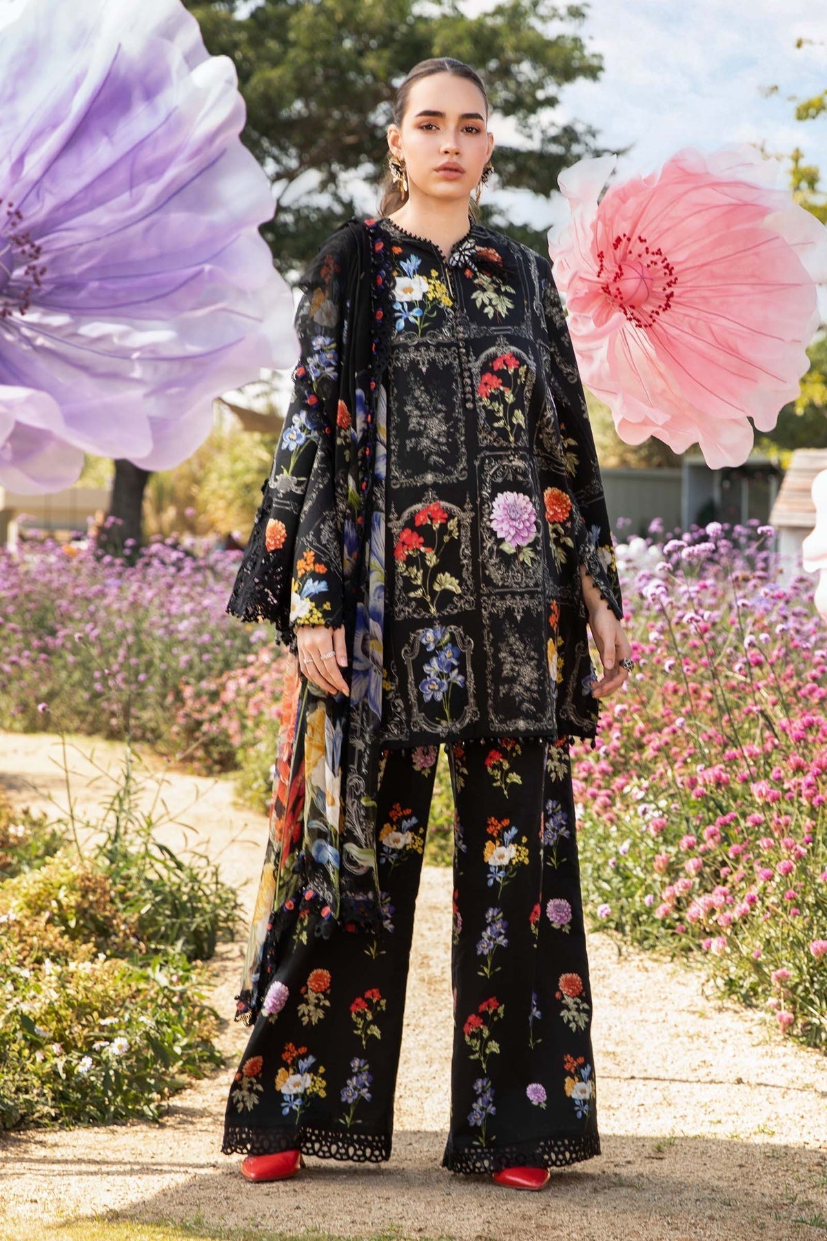 Maria B | M Prints 25 | MPT-2511-B XS Black Lawn