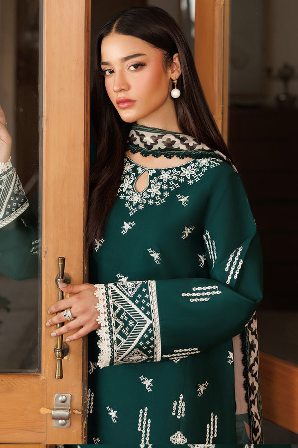 Farasha | Summer Weaves Embroidered Lawn | Teal Essence M Deep Teal Green Lawn