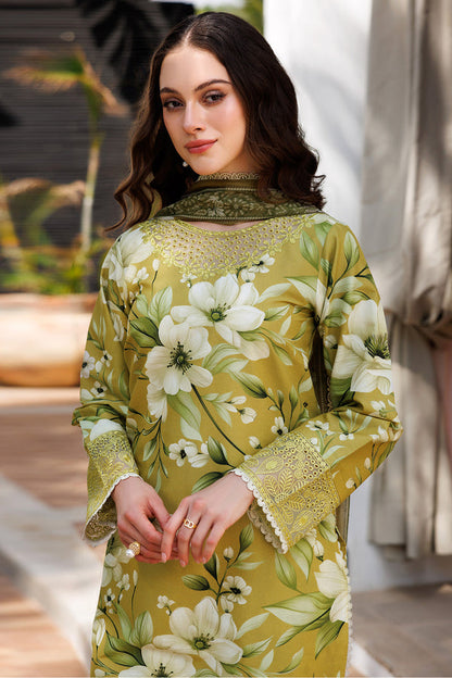 Farasha | Printed Essentials | Marigold Haze M Olive Lawn