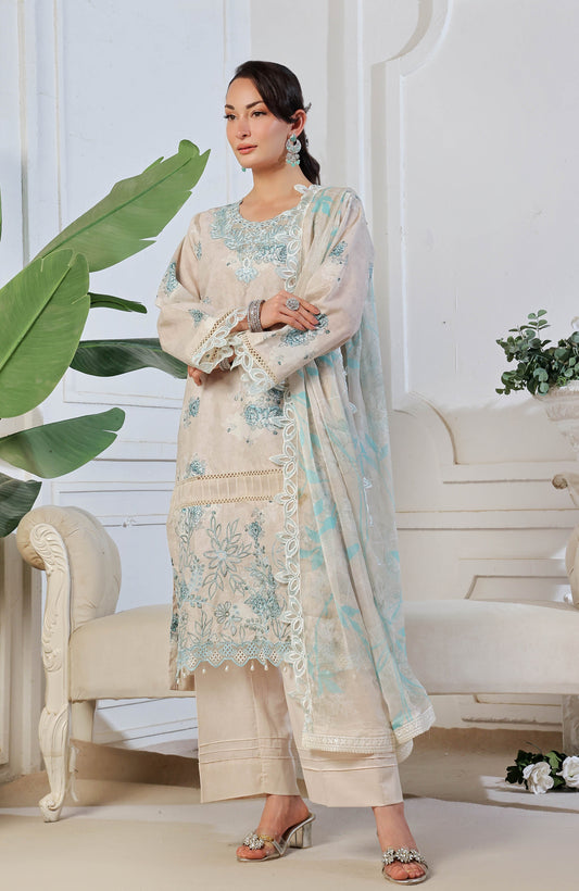 Al Zohaib | Applique Kari Cutwork Edit 25 | ACE-25-12 XS Pale Brown Chikankari