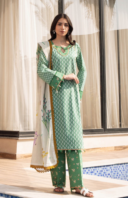 Alzohaib | Premium Prints 25 | AZP-25-12 XS Green Digital Printed