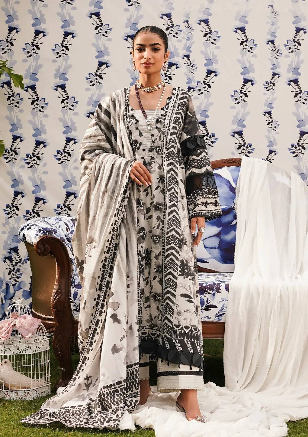 Elaf Premium | Printed Collection 24 | EEP-07B - Black Blossom - Pakistani Designer Dress - by Elaf Premium | Type: Casuals - 100% Original at Saira Sultan