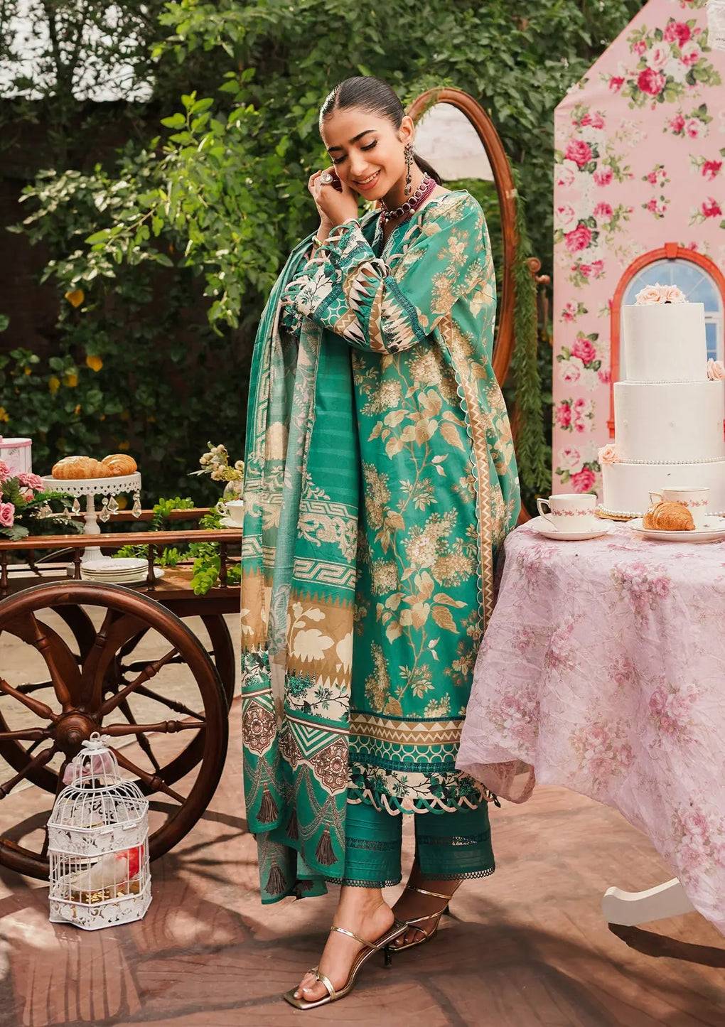 Elaf Premium | Printed Collection 24 | EEP-04B - Chic Teal - Pakistani Designer Dress - by Elaf Premium | Type: Casuals - 100% Original at Saira Sultan