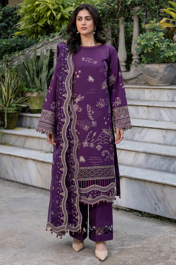 Farasha | Summer Weaves Embroidered Lawn | Raven Plum XS Plum Lawn