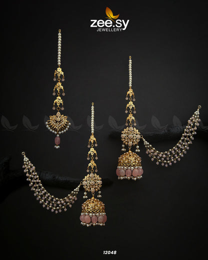 Glamourous Jhumka Earrings Mint Pink