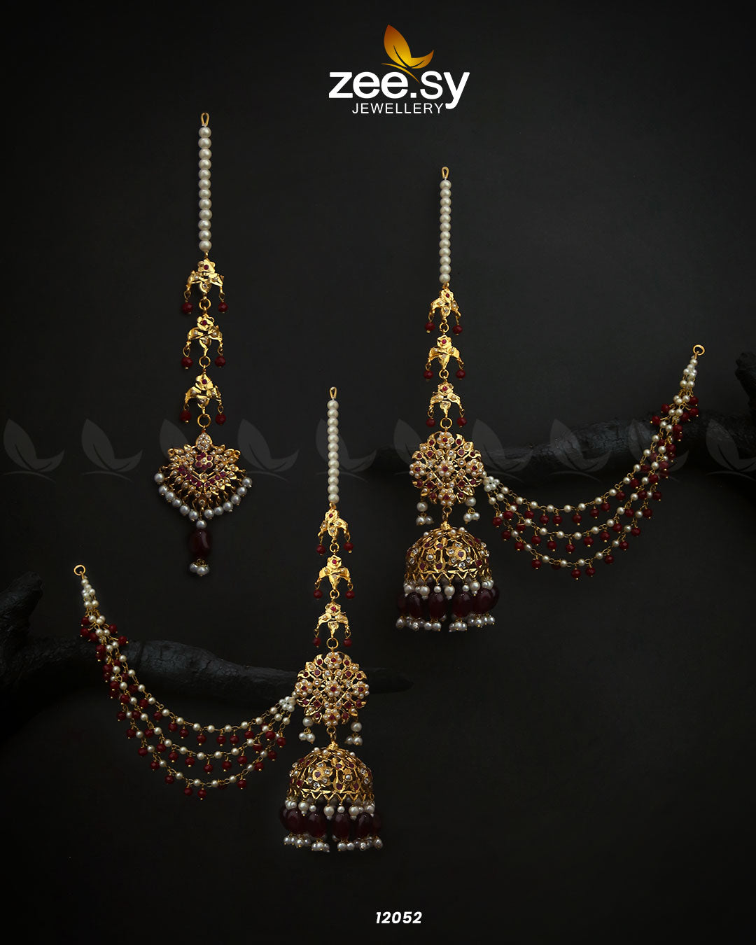 Glamourous Jhumka Earrings Red