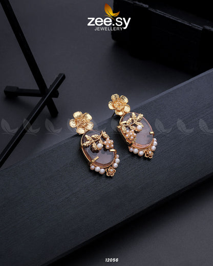Crystal Glow Earrings Champagne