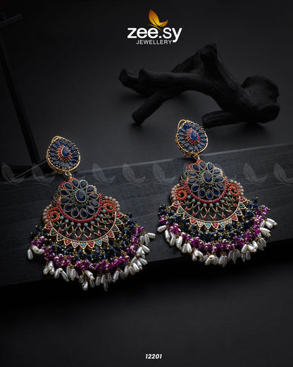 Lahza Naurattan Earrings Blue