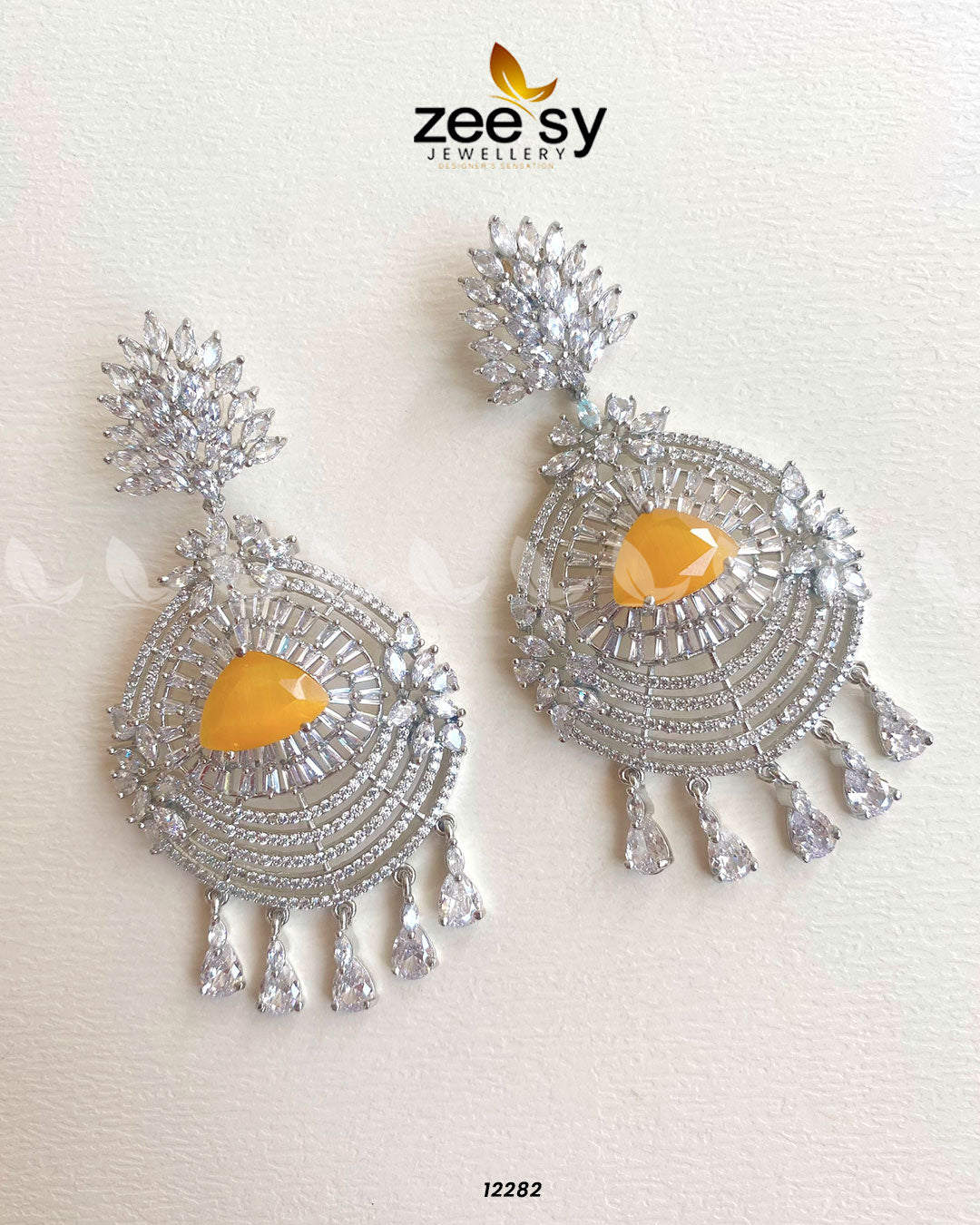 Earrings-0559 Silver Yellow