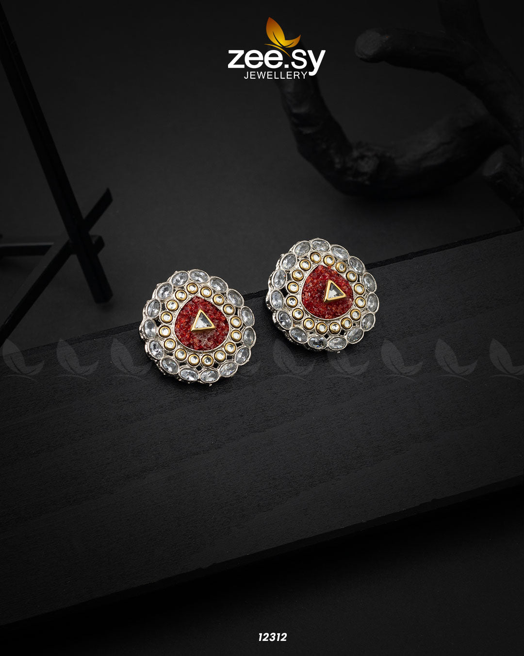 Granite Earrings Red