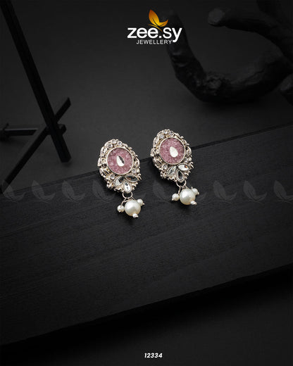 Limestone Crush Studs Earrings Pink