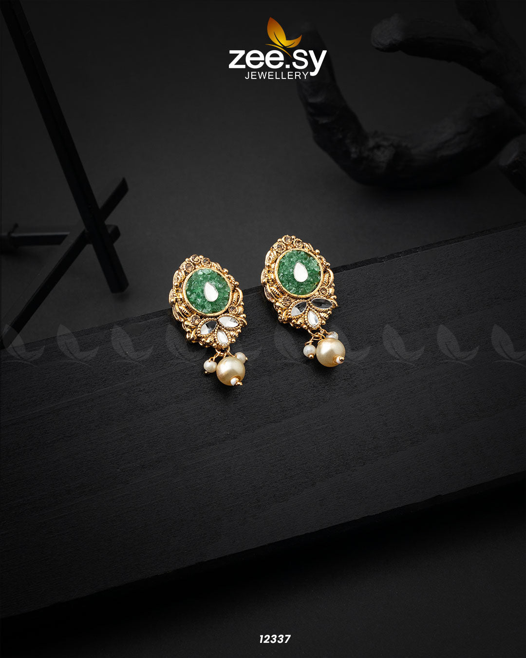 Quartz Earrings Green