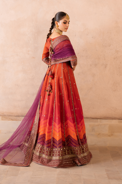 Iznik | Bandhani Formals | UE-334 S Burnt Orange Chiffon
