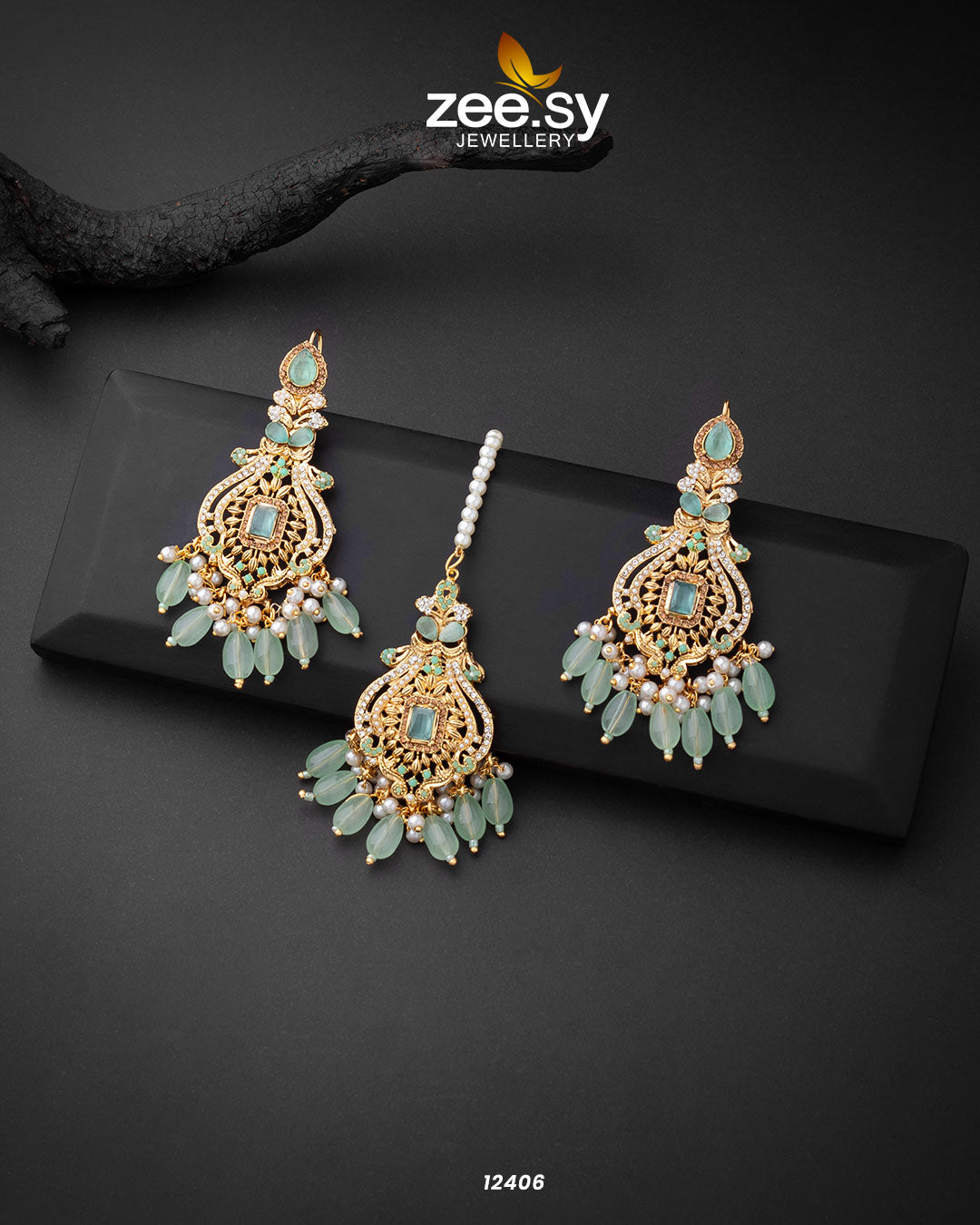 Minal's Earrings Mint Green