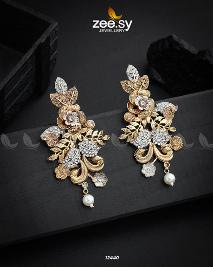 Floral Earrings Champagne