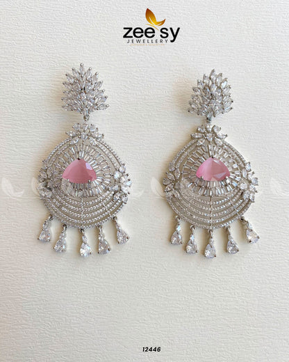Earrings-0559 Silver Pink