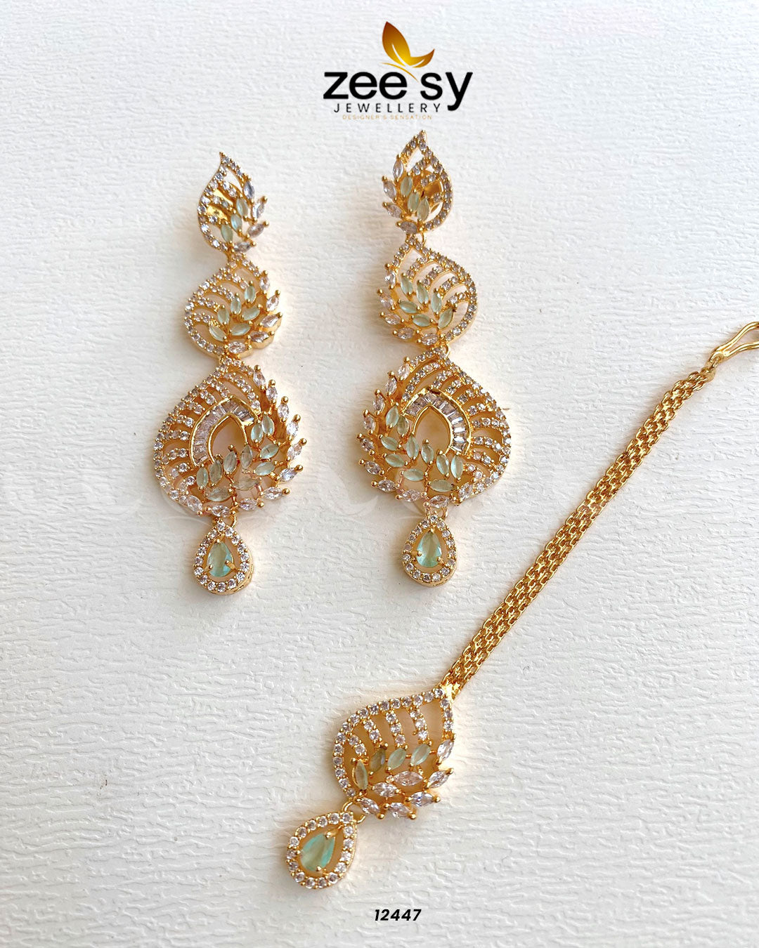 Earrings-0665 Golden Mint Green