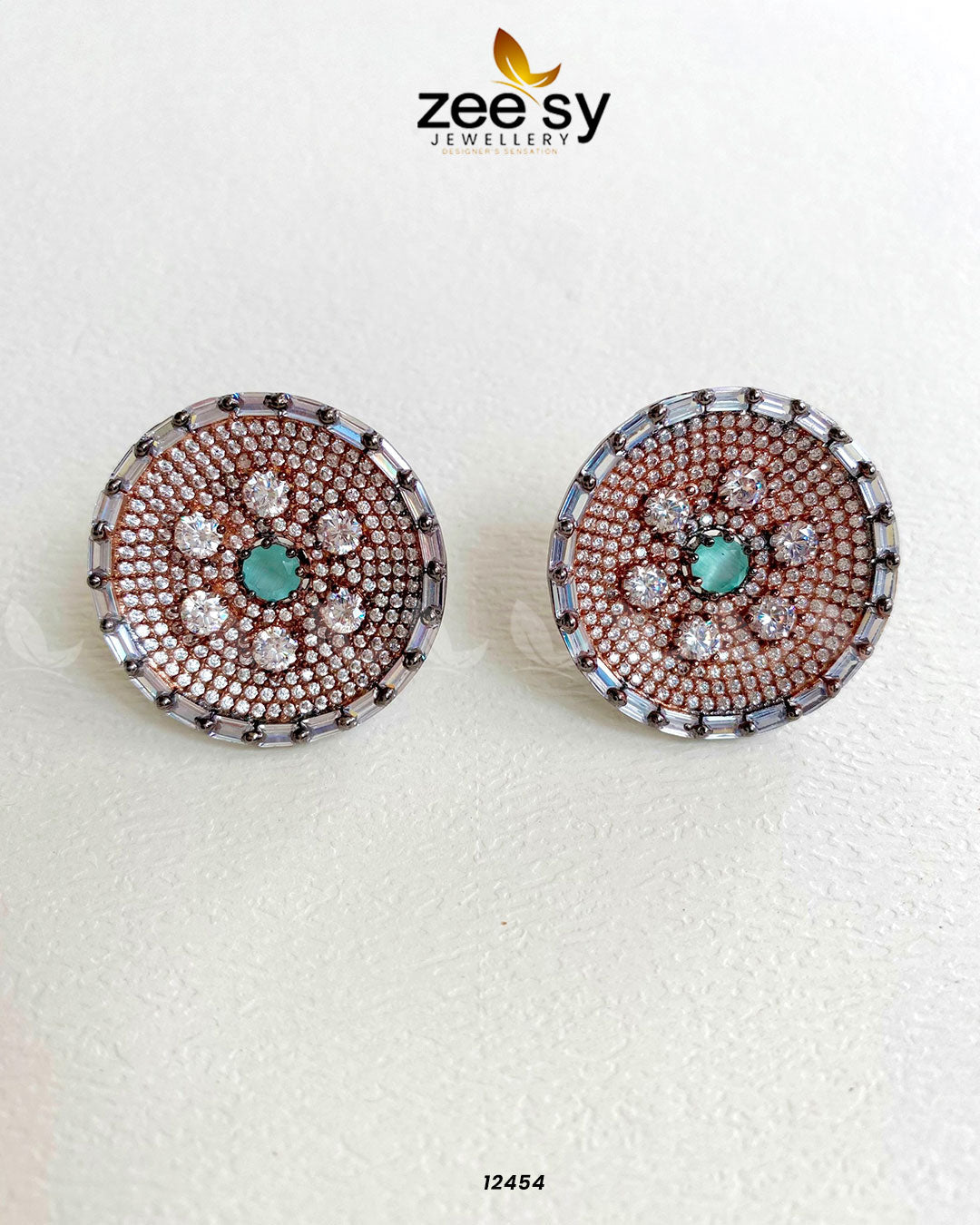 Studs Earrings Rose Black Mint Green