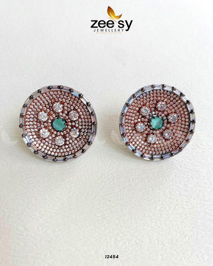 Studs Earrings Rose Black Mint Green