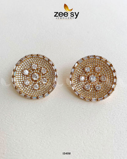 Studs Earrings Golden White