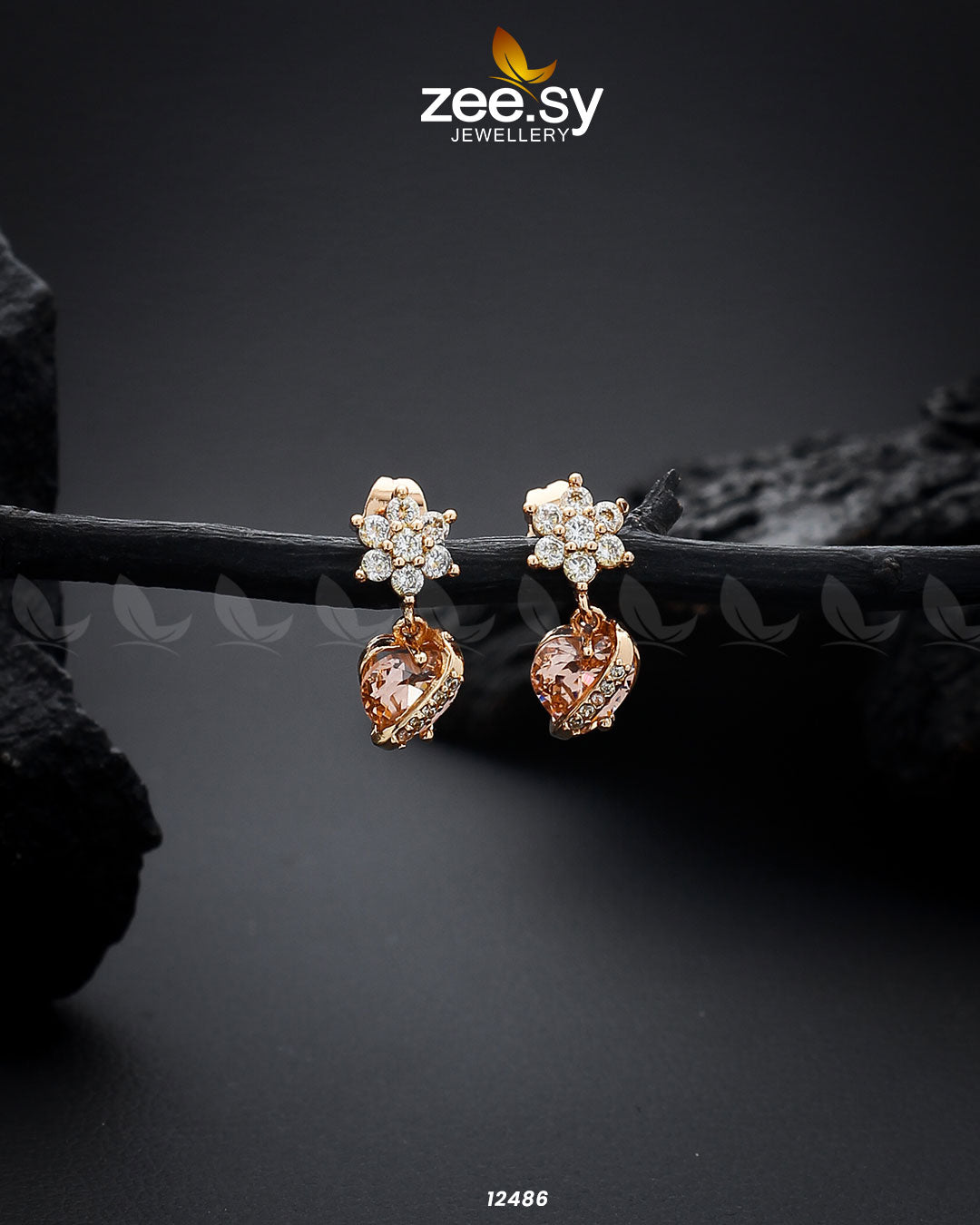 Heart Earrings Champagne