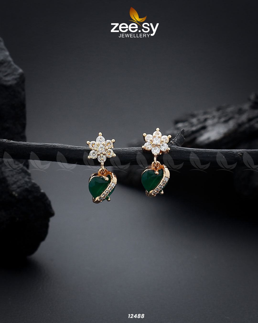 Heart Earrings Green