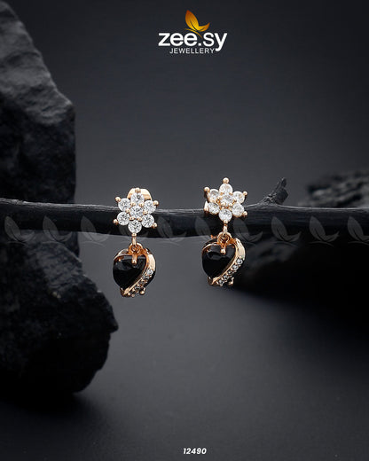 Heart Earrings Black