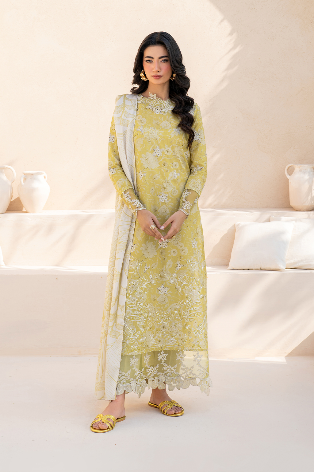 Iznik | Festive Lawn 25 | EFL-08 XS Lime Yellow Lawn
